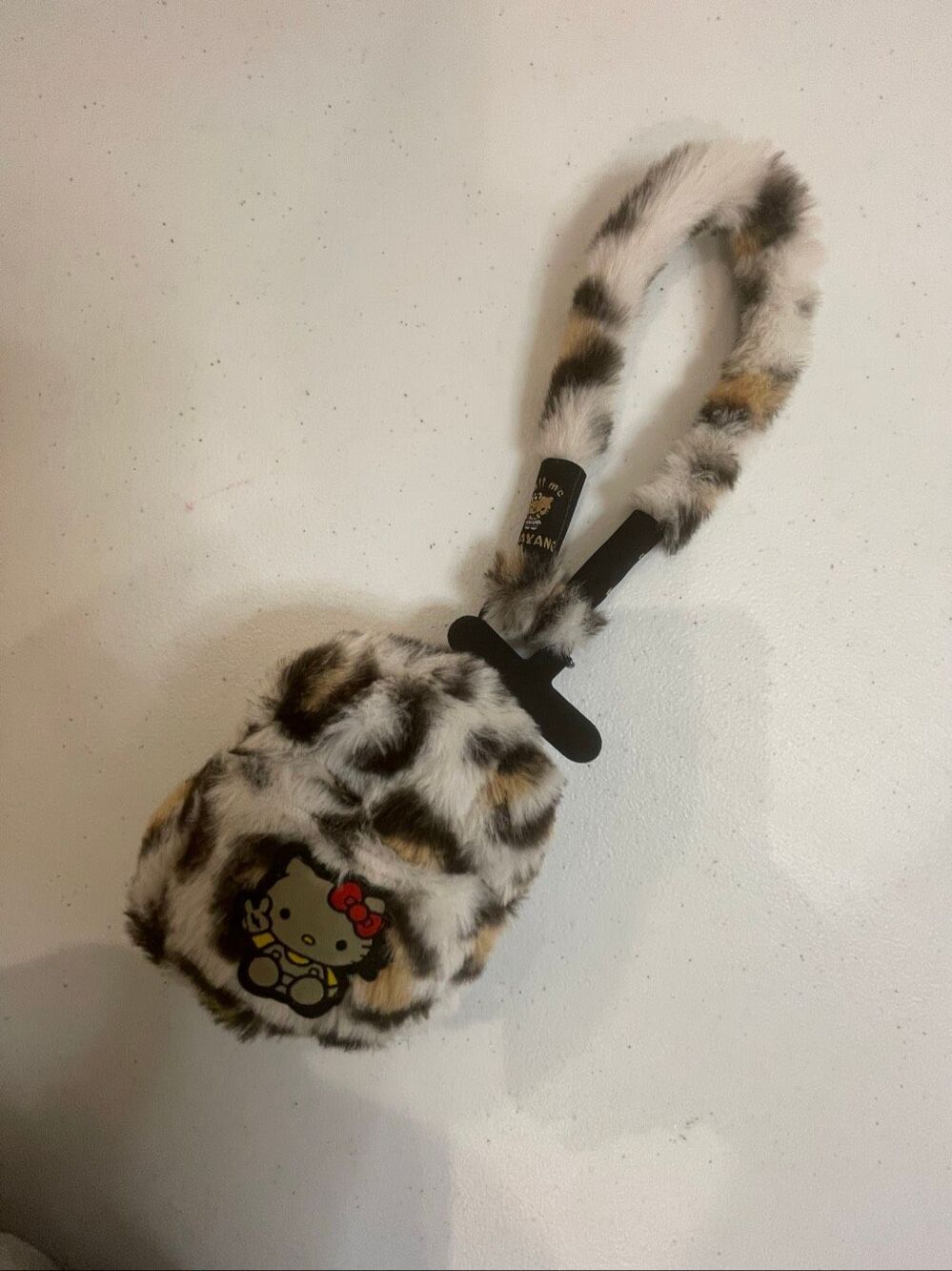 Hello Kitty Faux Fur Leopard Print Wristlet Purse Mini Bag